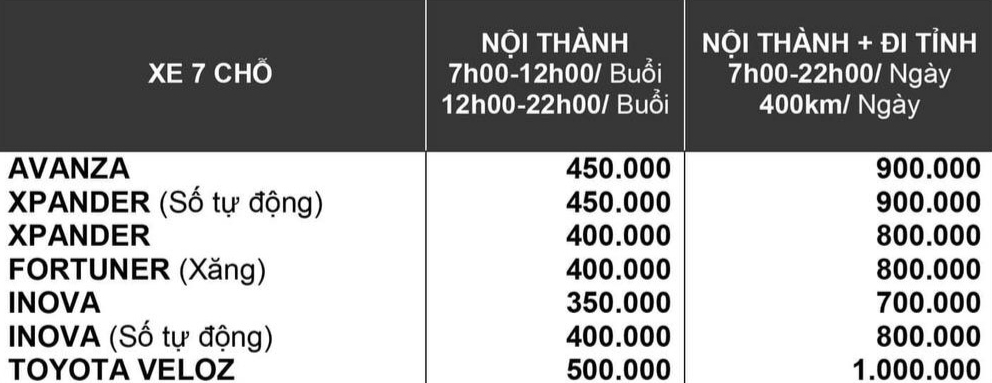 thuê xe 7 chỗ Buôn Ma Thuột